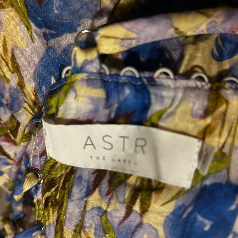Astr Backless Floral Dress in Blue and Yellow - Picture 3 of 3
